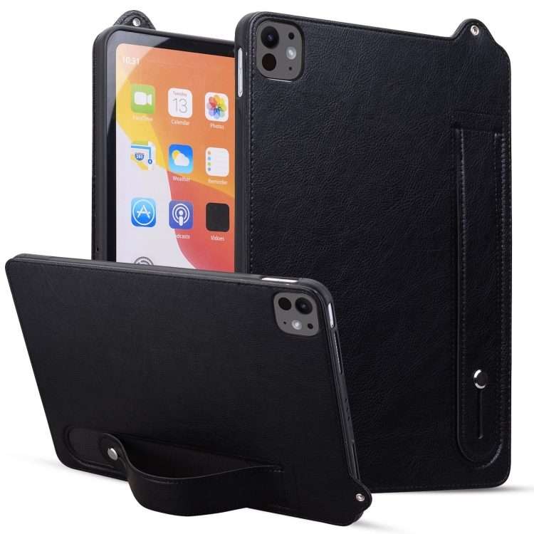 For iPad Pro 11 2025 / 2024 TPU Leather Back Tablet Case with Wristband(Black)