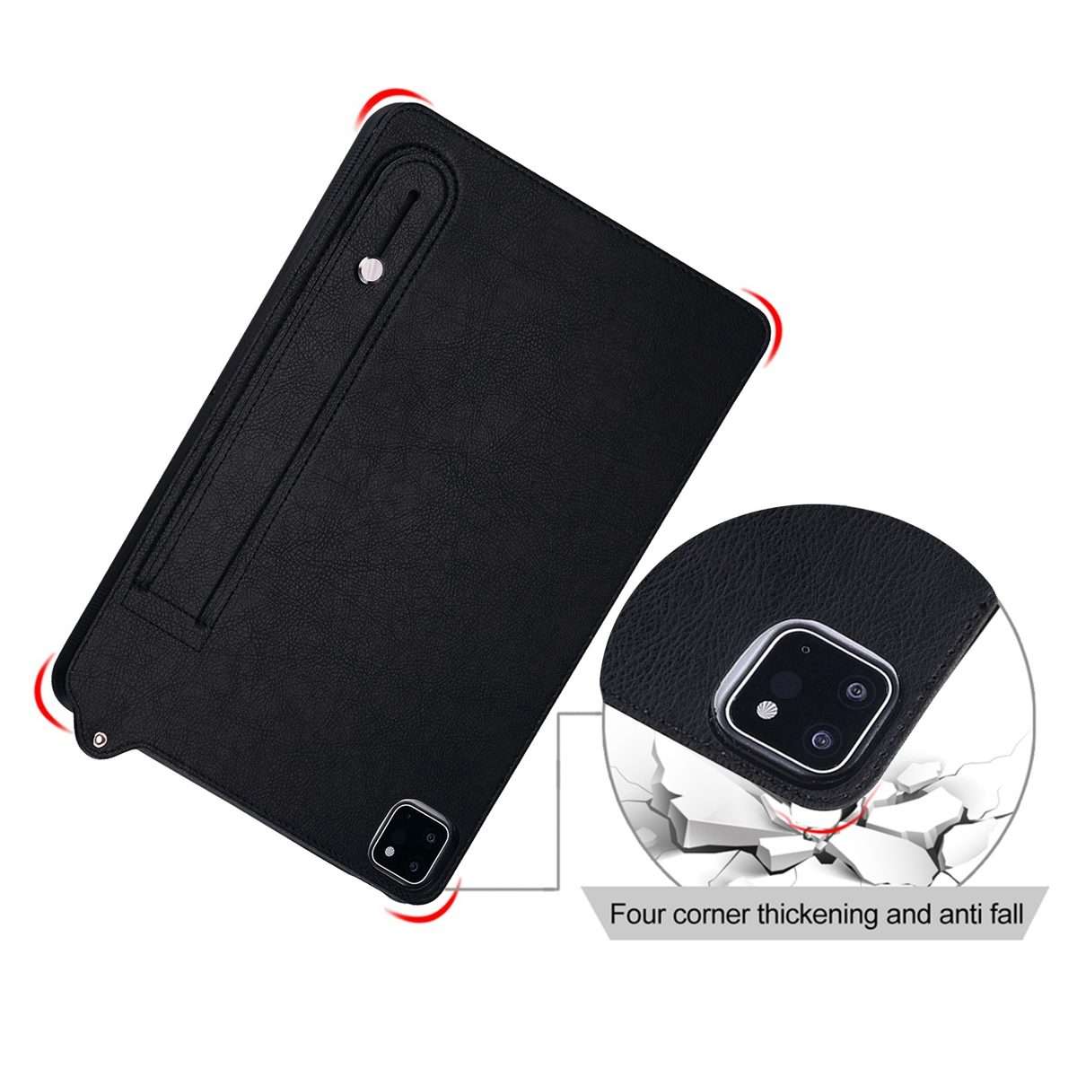 For iPad Pro 11 2025 / 2024 TPU Leather Back Tablet Case with Wristband(Black)