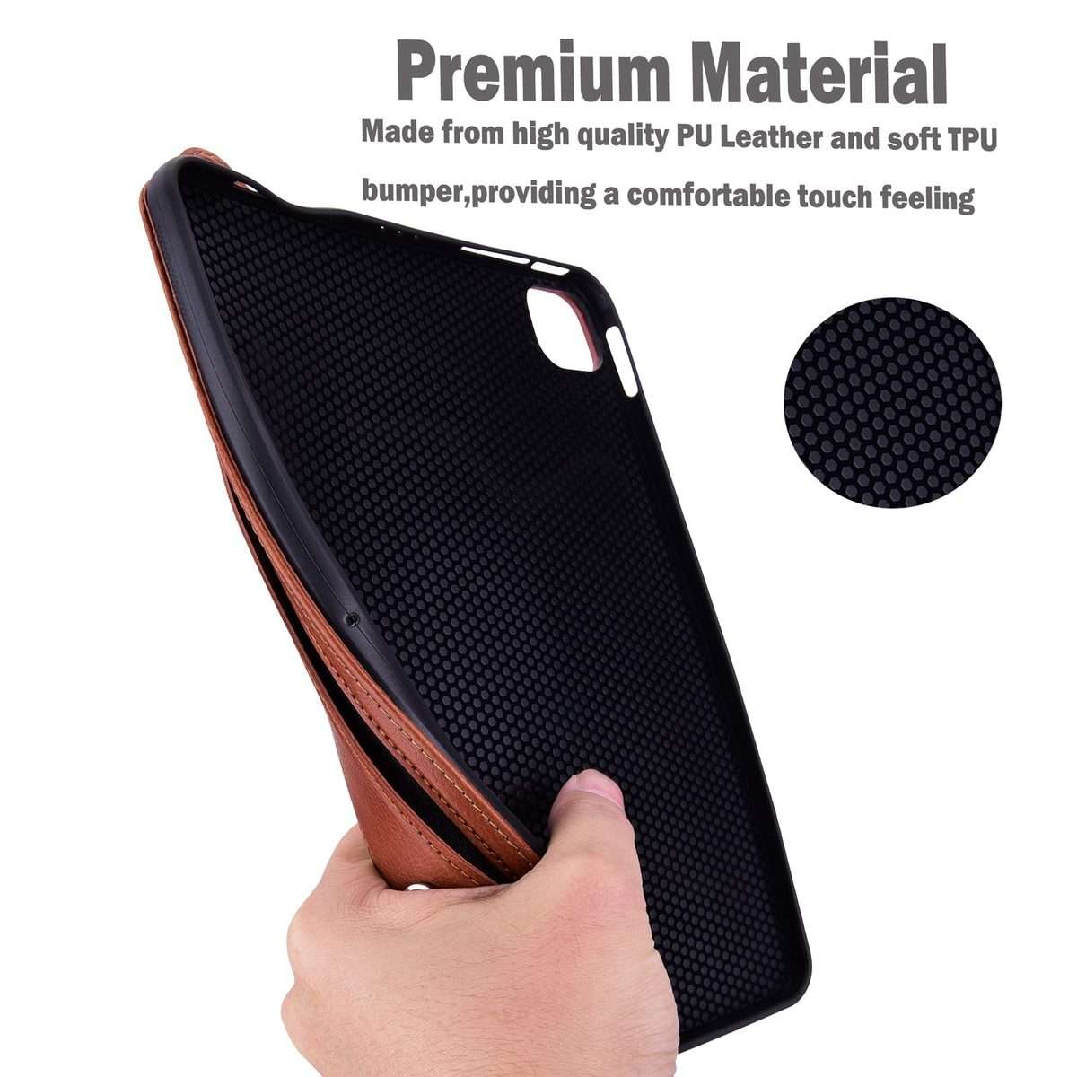 For iPad mini 5 / 4 / 3 / 2 / 1 TPU Leather Back Tablet Case with Wristband(Brown)