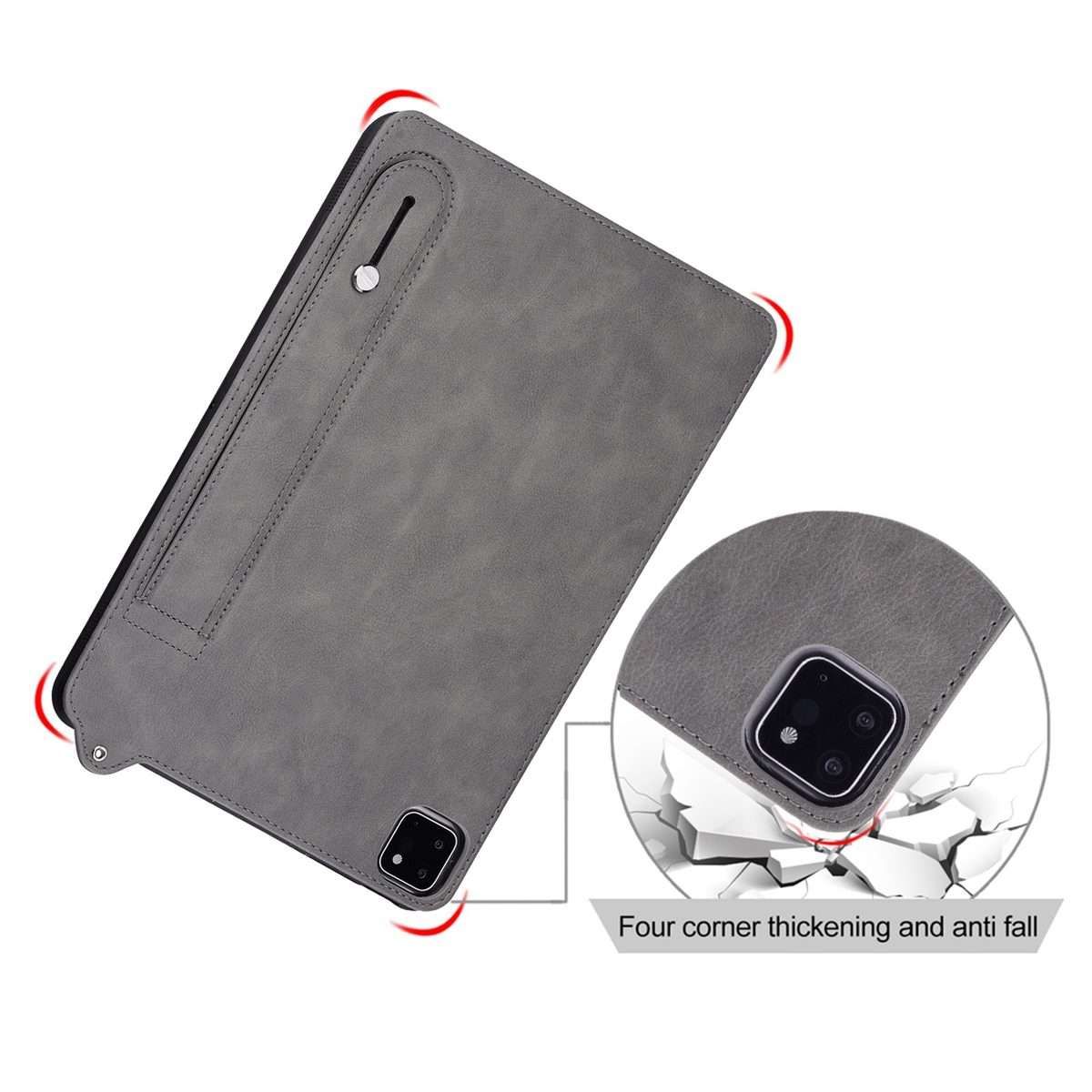 For Amazon Kindle Paperwhite 12th 2024 TPU Leather Back Tablet Case with Wristband(Grey)