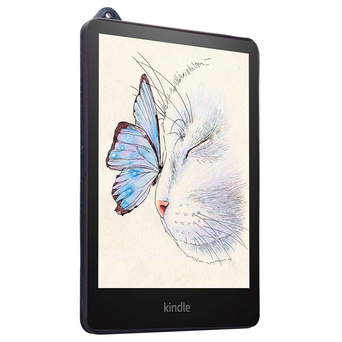 For Amazon Kindle Paperwhite 12th 2024 TPU Leather Back Tablet Case with Wristband(Dark Blue)