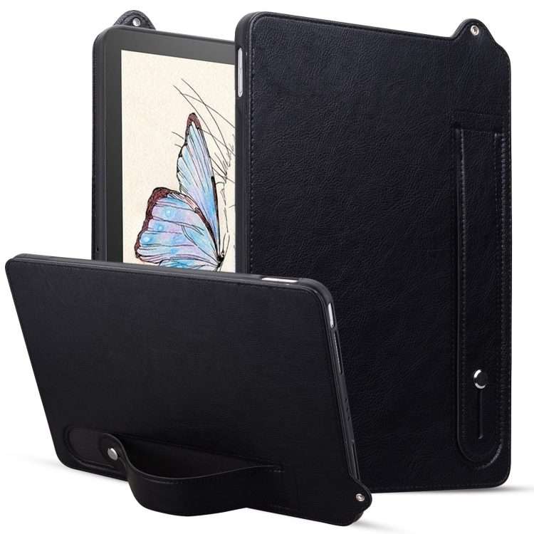 For Amazon Kindle Paperwhite 12th 2024 TPU Leather Back Tablet Case with Wristband(Black)
