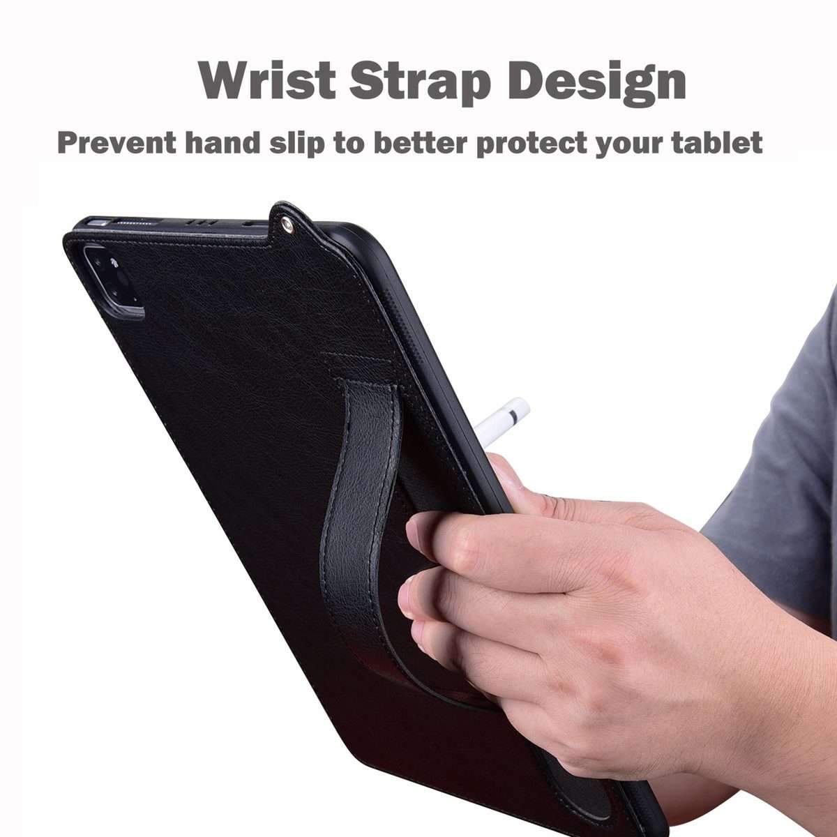 For Amazon Kindle Paperwhite 12th 2024 TPU Leather Back Tablet Case with Wristband(Black)