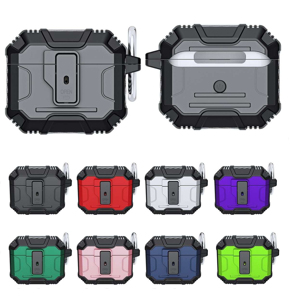 For AirPods Pro 3 Non-slip TPU+PC Shockproof Earphones Case with Hook(Blue)