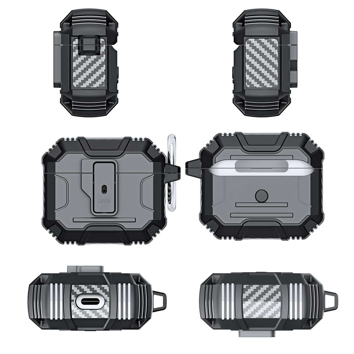 For AirPods Pro 3 Non-slip TPU+PC Shockproof Earphones Case with Hook(Blue)