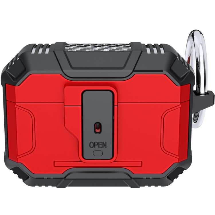 For AirPods Pro 3 Non-slip TPU+PC Shockproof Earphones Case with Hook(Red)