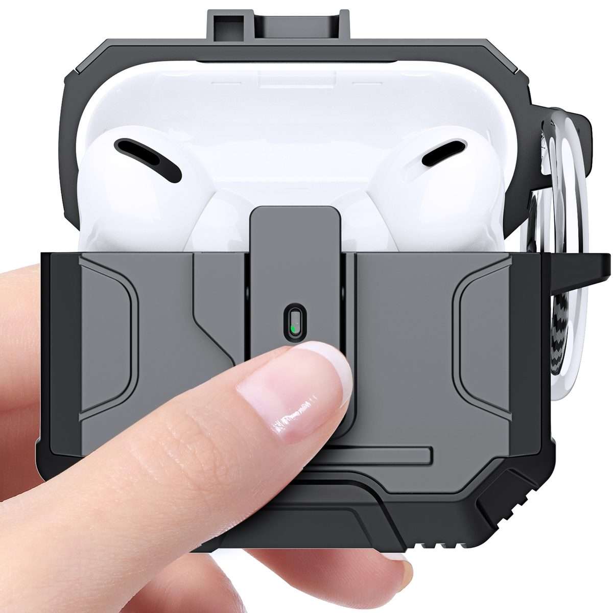 For AirPods Pro 3 Non-slip TPU+PC Shockproof Earphones Case with Hook(Red)