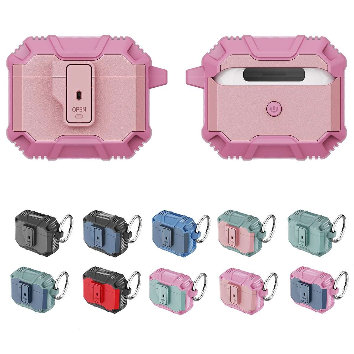 For AirPods Pro 3 TPU + PC Shockproof Earphones Case with Hook(Black)