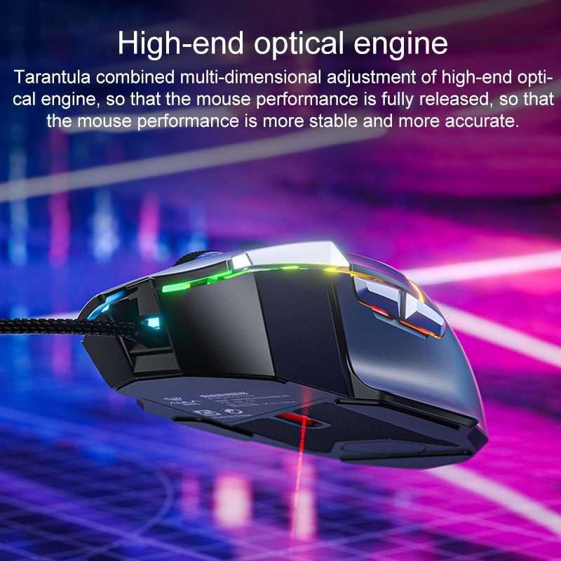 AULA S12 Pro 12800DPI Wired RGB Gaming Mouse(Black)