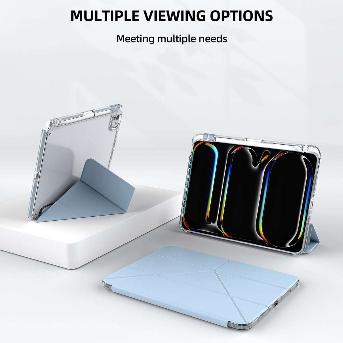 For iPad Air 13 2026 / 2024 / 2025 mutural Y-Shape Deformation Leather Tablet Case(Pink)