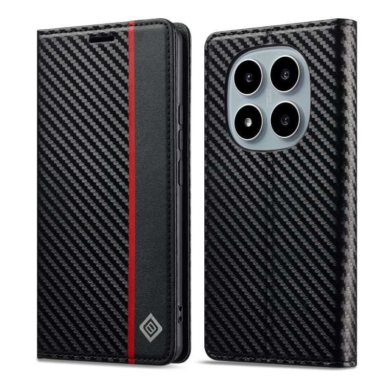 For Redmi Note 14 Pro 4G LC.IMEEKE Carbon Fiber Leather Phone Case(Vertical Black)