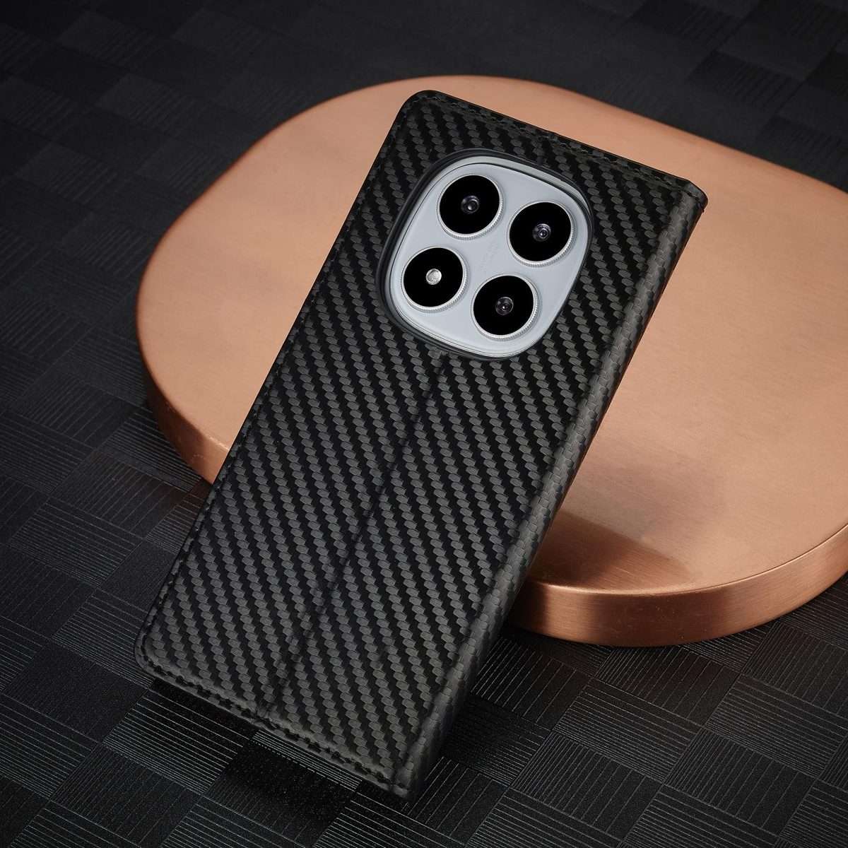 For Redmi Note 14 Pro 4G LC.IMEEKE Carbon Fiber Leather Phone Case(Vertical Black)