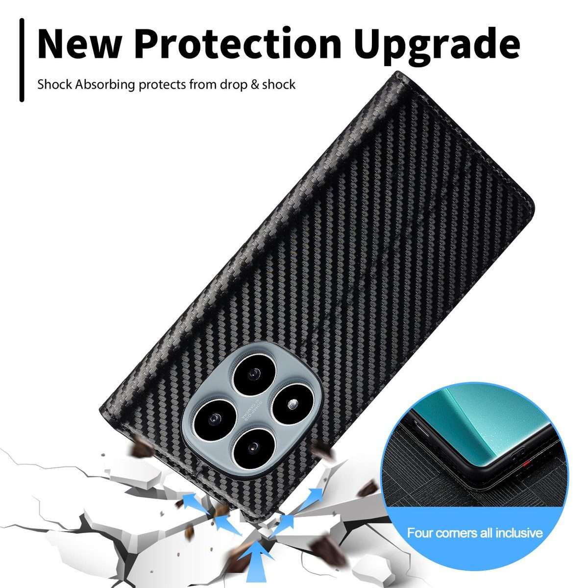 For Redmi Note 14 Pro 4G LC.IMEEKE Carbon Fiber Leather Phone Case(Vertical Black)