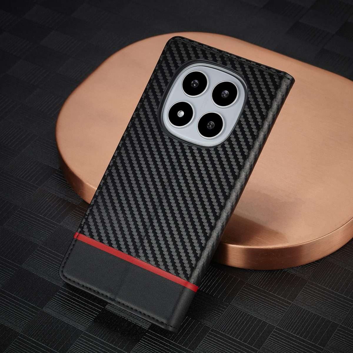 For Redmi Note 14 Pro 4G LC.IMEEKE Carbon Fiber Leather Phone Case(Horizontal Black)