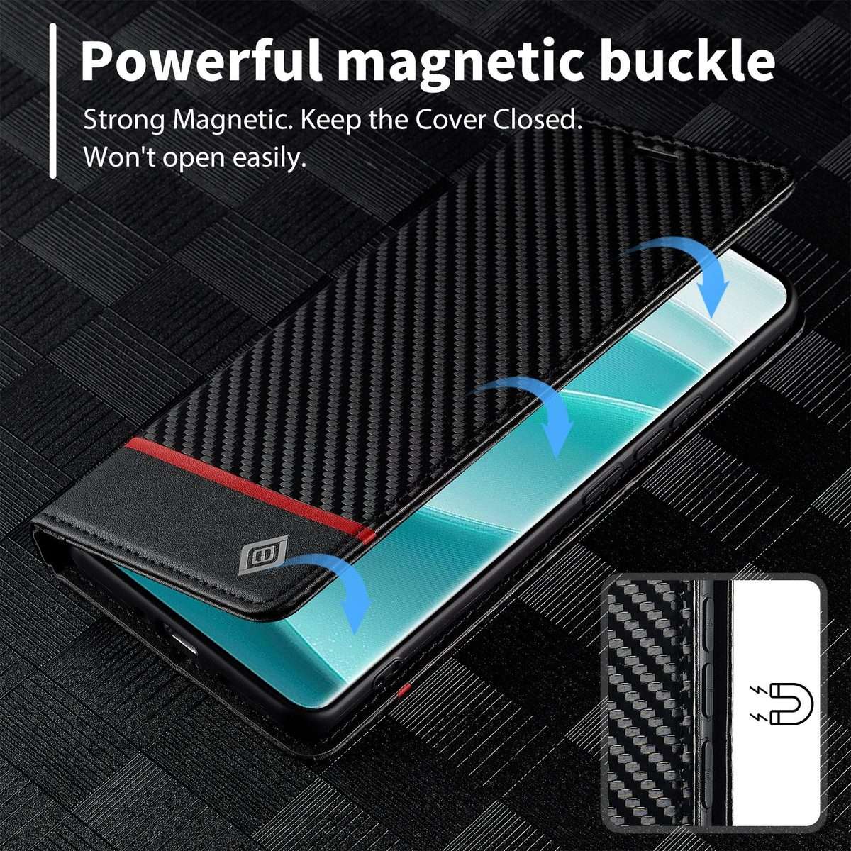 For Redmi Note 14 Pro 4G LC.IMEEKE Carbon Fiber Leather Phone Case(Horizontal Black)