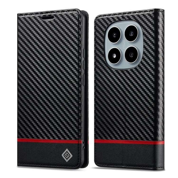 For Redmi Note 15 Pro 5G Global 163.6mm LC.IMEEKE Carbon Fiber Leather Phon ... (Horizontal Black)