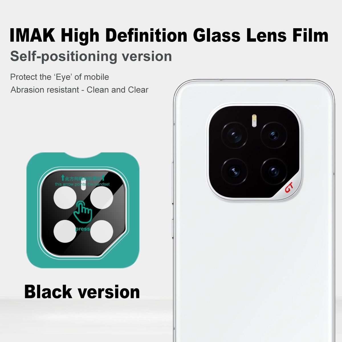 For Honor GT Pro imak Black Version HD Glass Rear Camera Lens Film, Self-positioning Version