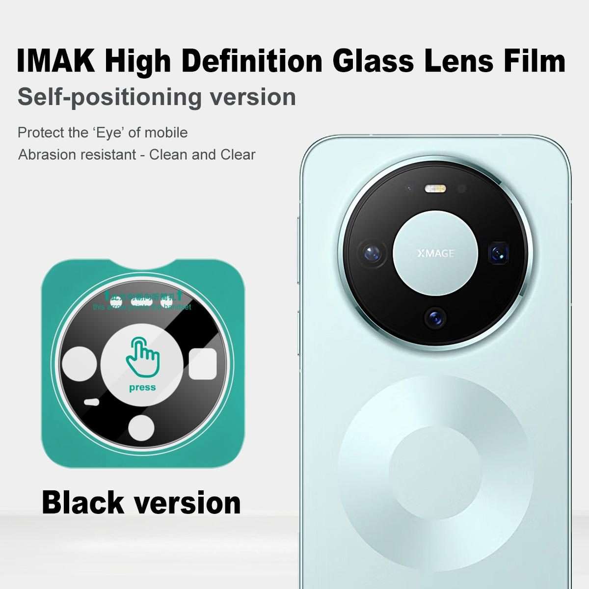 For Huawei Mate 80/Mate 80 Pro imak Black Version HD Glass Rear Camera Lens Film, Self-positioning