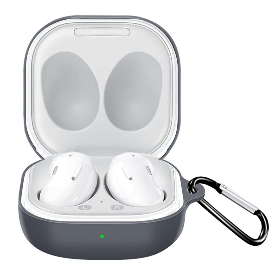 For Samsung Galaxy Buds Live Solid Color Anti-fall Earphone Protective Case with Hook(White)