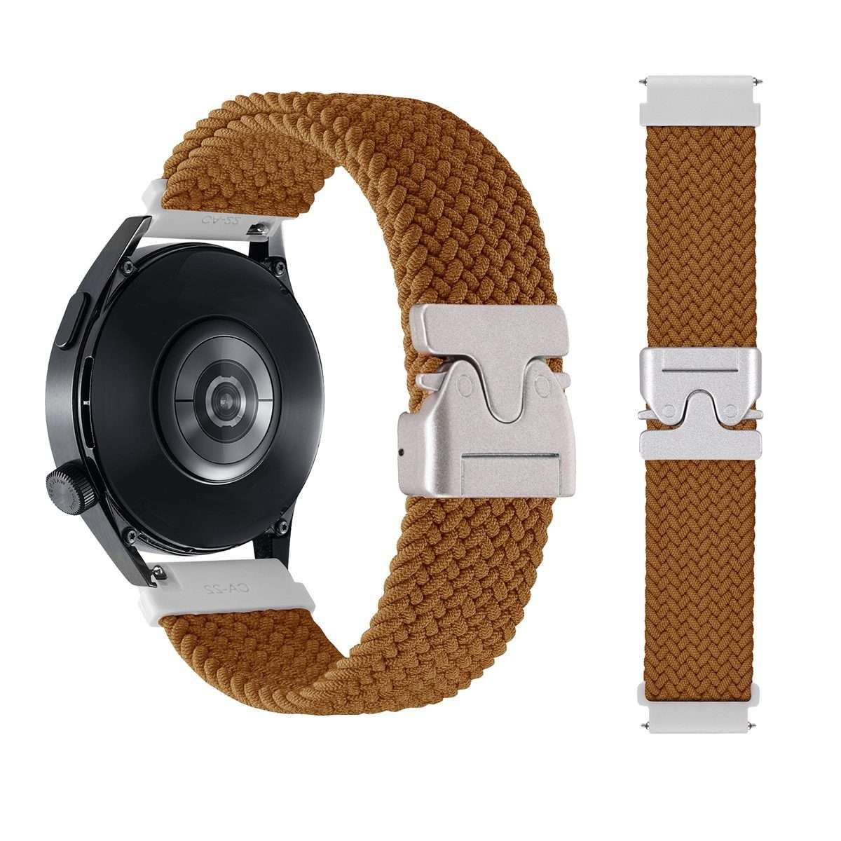 20mm Snap Button Nylon Braided Watch Band(Coffee)
