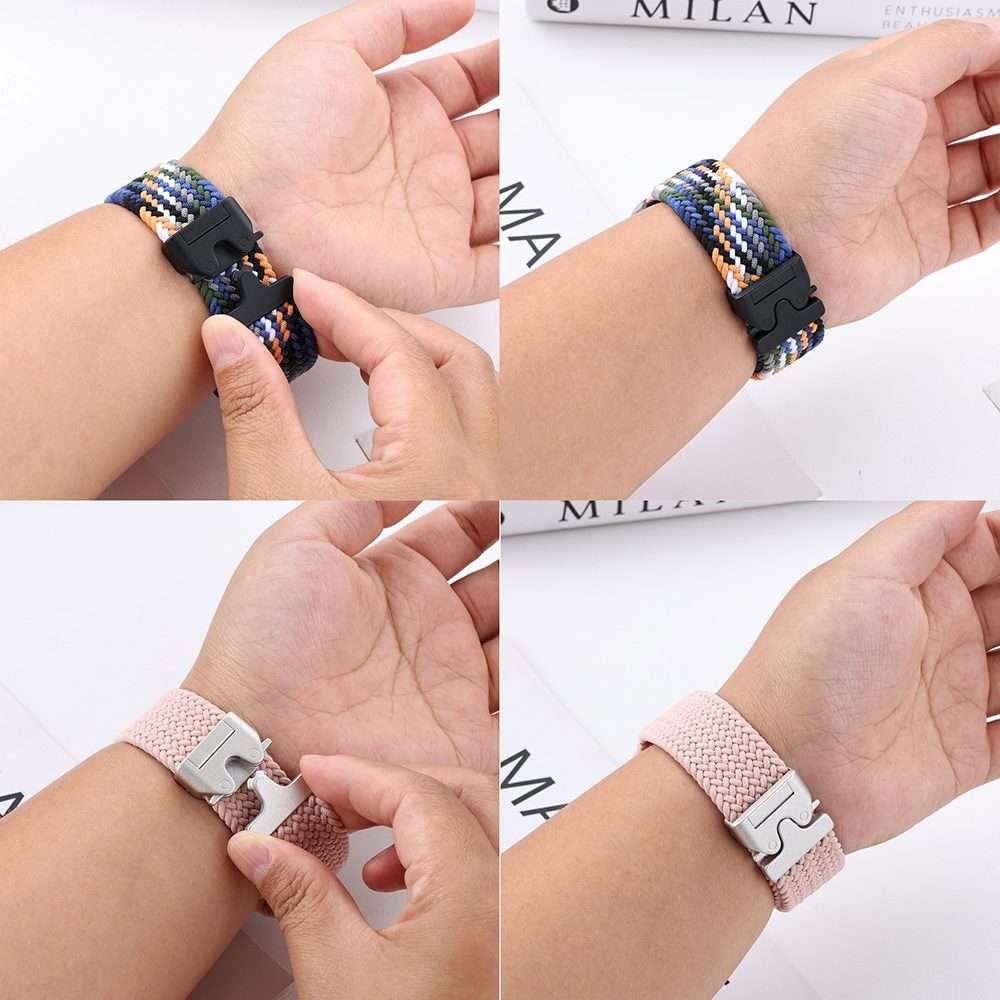 20mm Snap Button Nylon Braided Watch Band(Coffee)