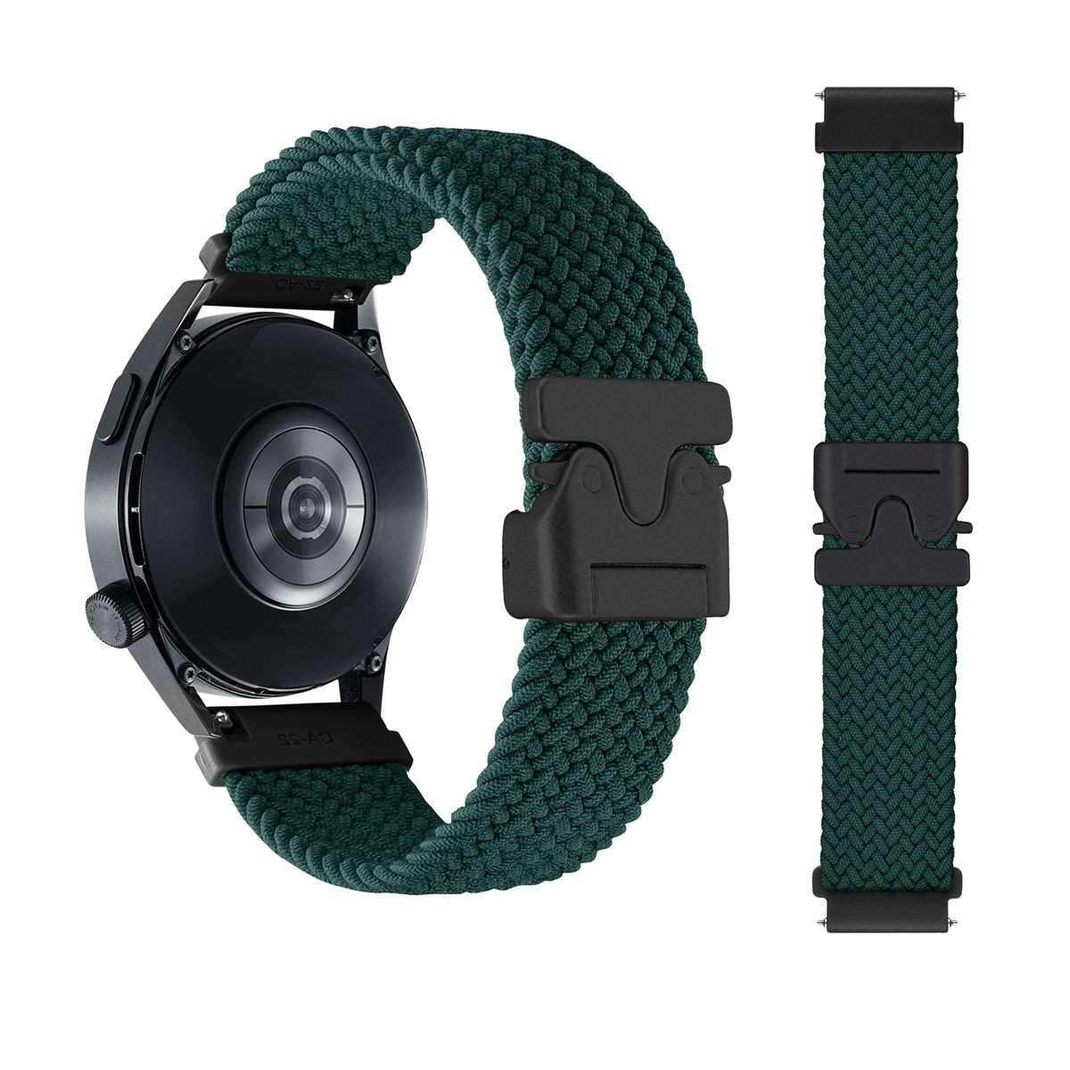 20mm Snap Button Nylon Braided Watch Band(Jungle Green)