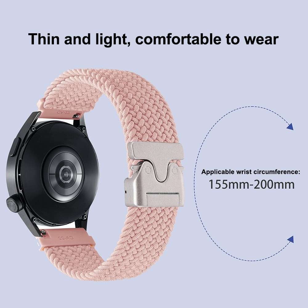 22mm Snap Button Nylon Braided Watch Band(White Rainbow)