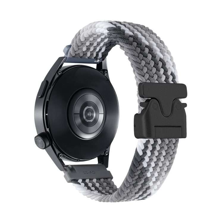 22mm Snap Button Nylon Braided Watch Band(Colorful Black)