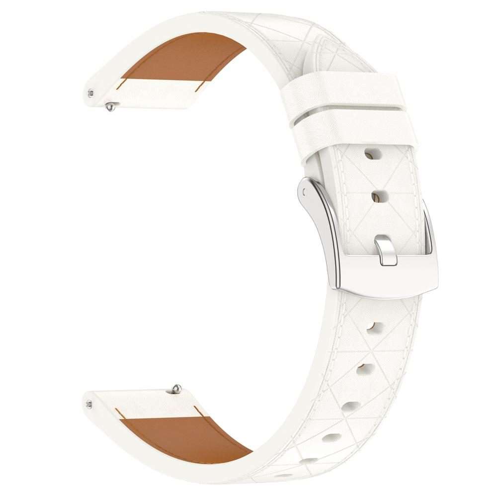 20mm Square Leather Silver Buckle Watch Band(White)