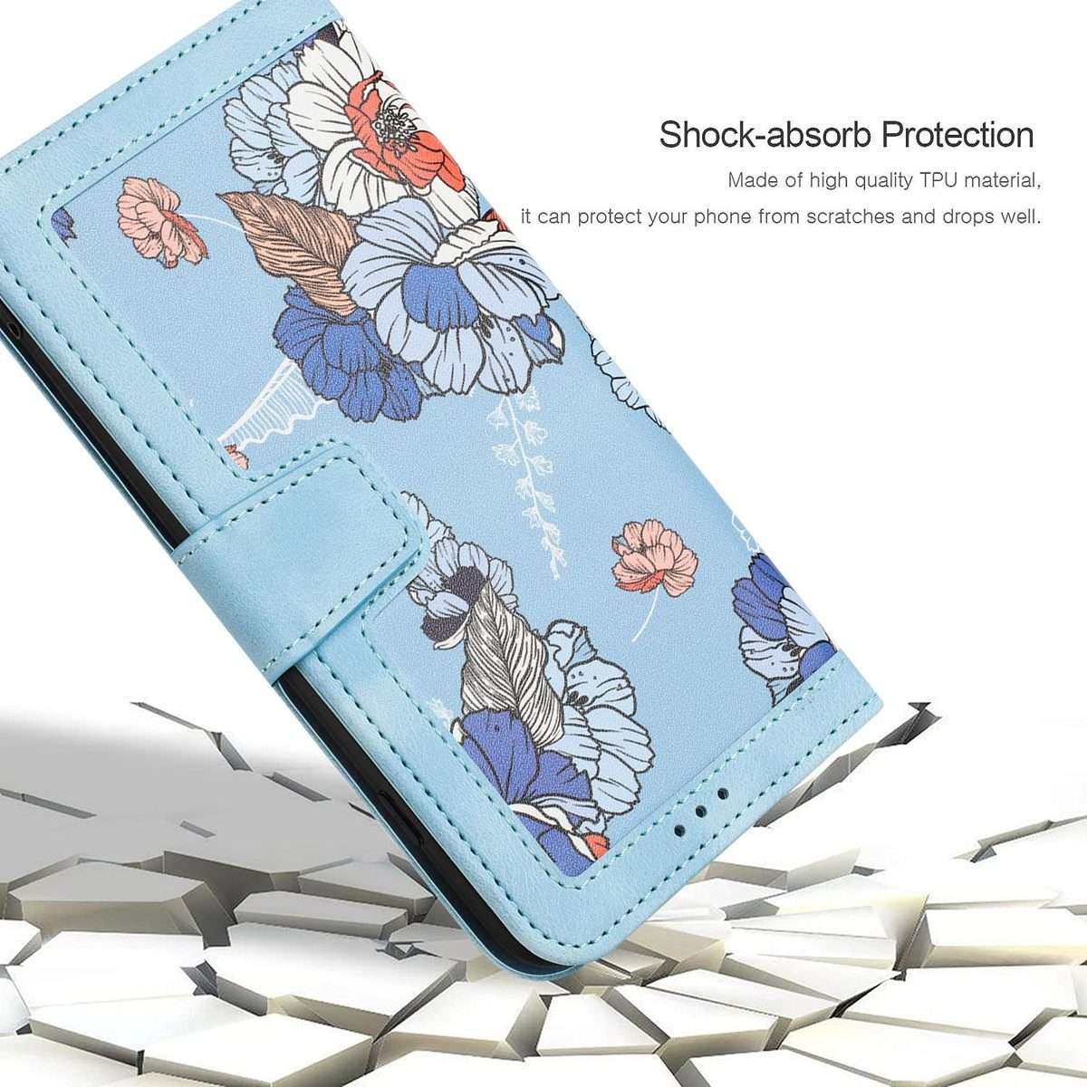 For Xiaomi 15 Pro Floral Pattern Leather Phone Case with Lanyard(Light Blue)