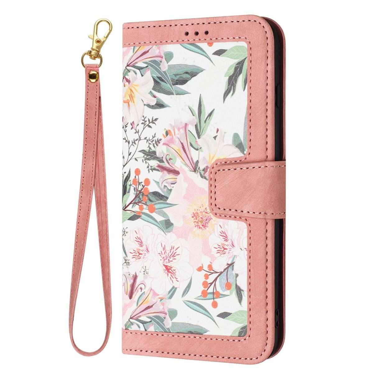 For Xiaomi 15 Pro Floral Pattern Leather Phone Case with Lanyard(Pink)