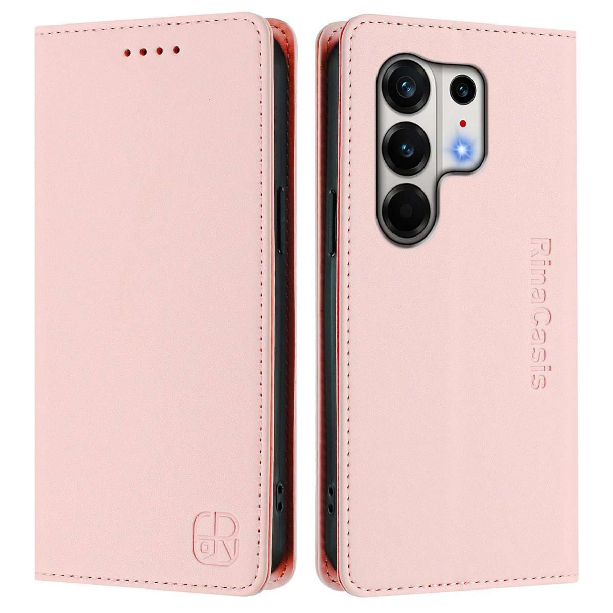 For Tecno Camon 50 Pro 4G RC01 Dual-Folded Magnetic Suction RFID Leather Phone Case(Pink)