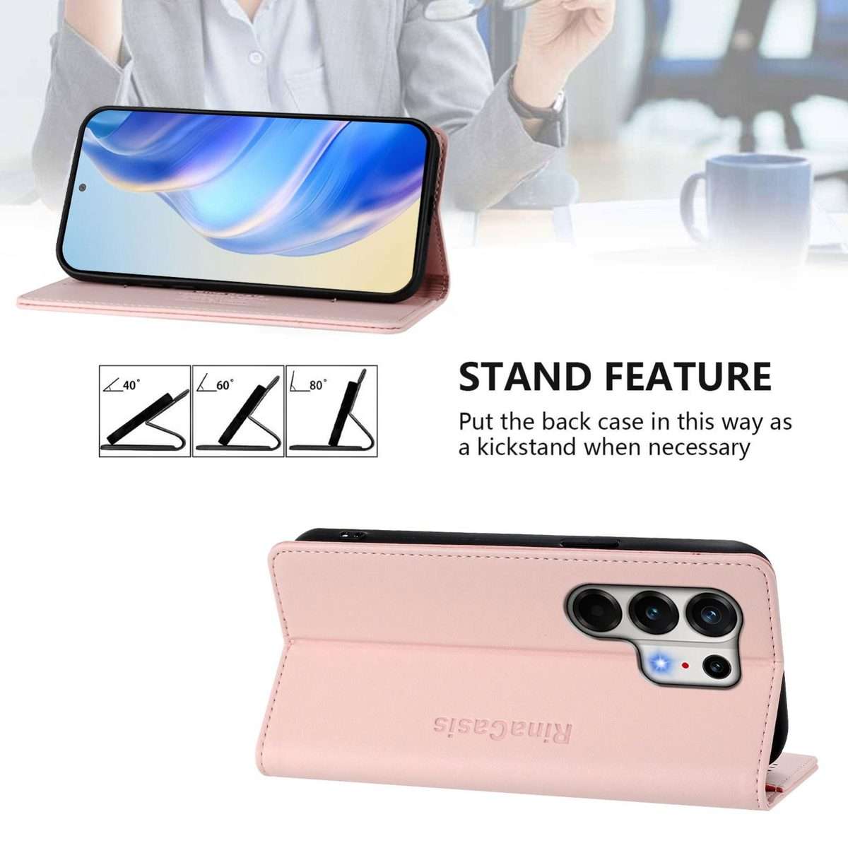 For Tecno Camon 50 Pro 4G RC01 Dual-Folded Magnetic Suction RFID Leather Phone Case(Pink)