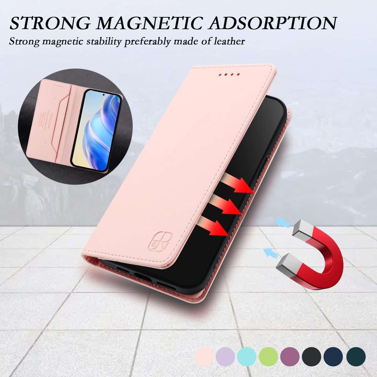 For Tecno Camon 50 Pro 4G RC01 Dual-Folded Magnetic Suction RFID Leather Phone Case(Pink)
