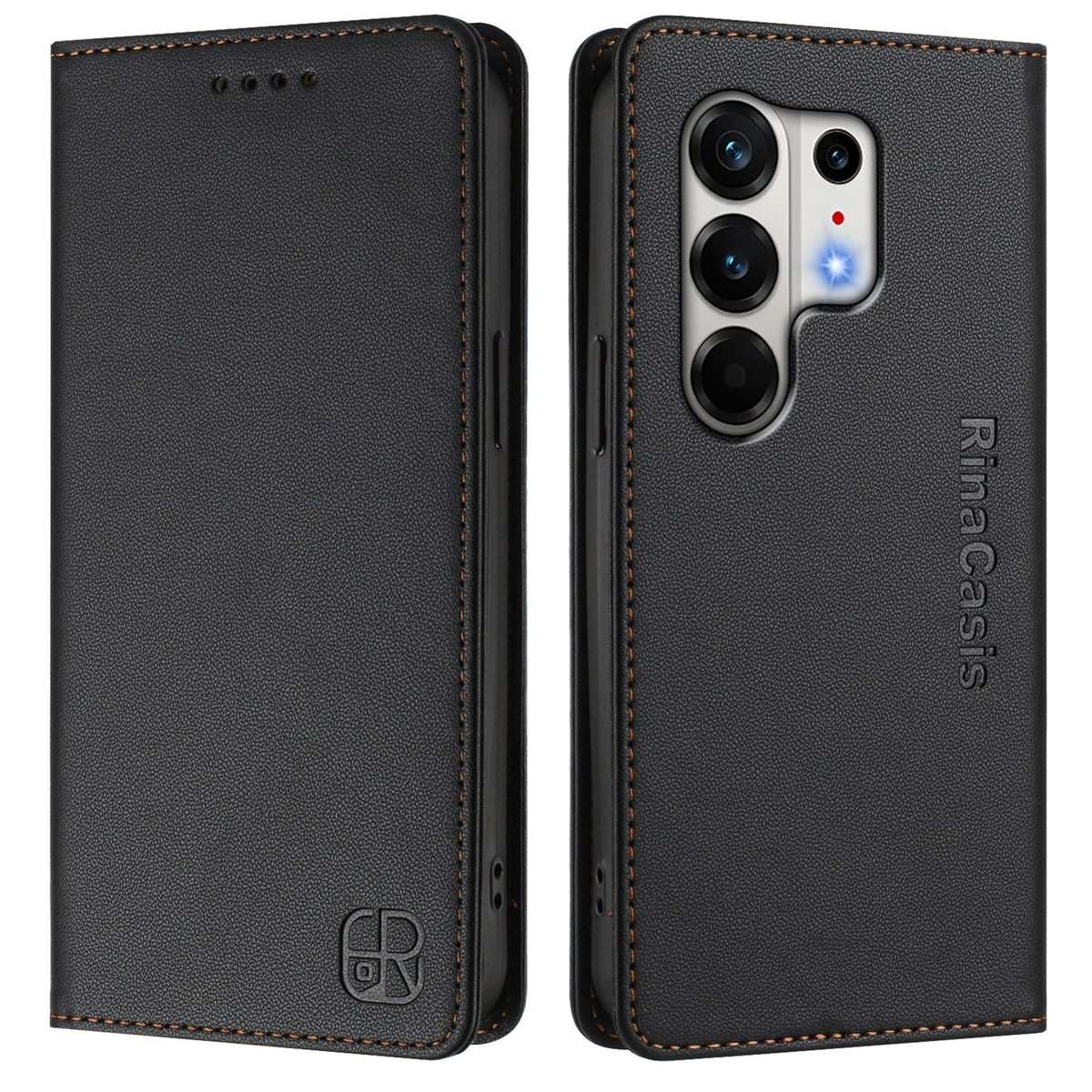 For Tecno Camon 50 Pro 4G RC01 Dual-Folded Magnetic Suction RFID Leather Phone Case(Black)