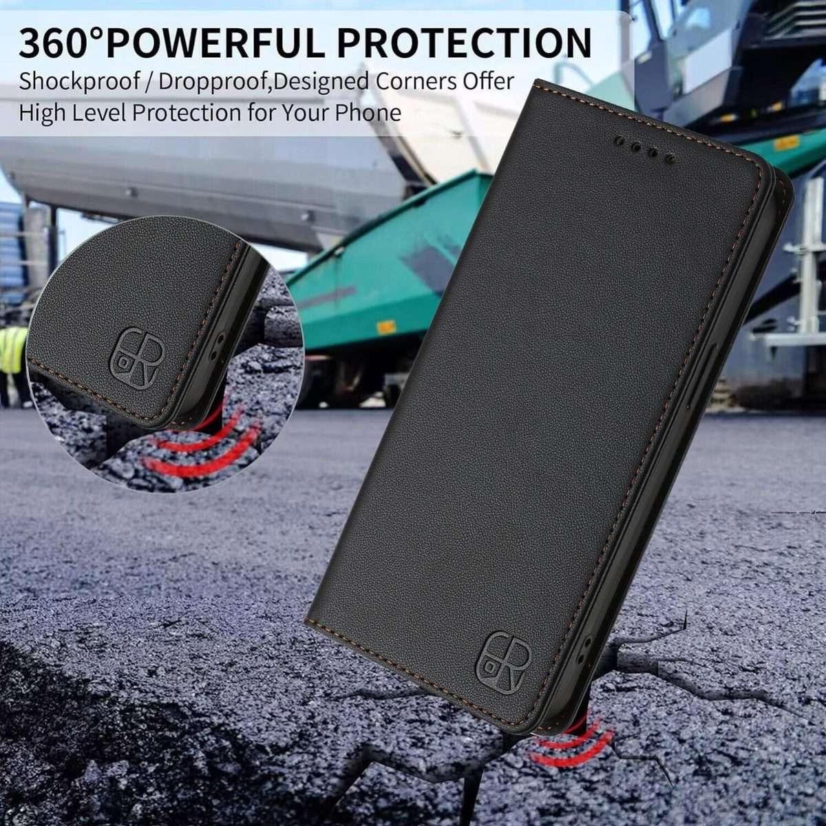 For Tecno Camon 50 Pro 4G RC01 Dual-Folded Magnetic Suction RFID Leather Phone Case(Black)