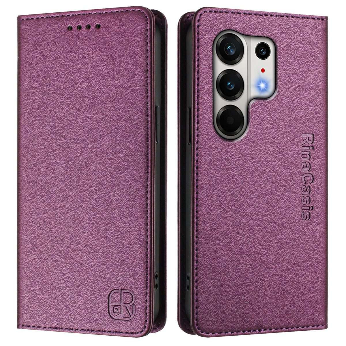 For Tecno Camon 50 Pro 4G RC01 Dual-Folded Magnetic Suction RFID Leather Phone Case(Violet)