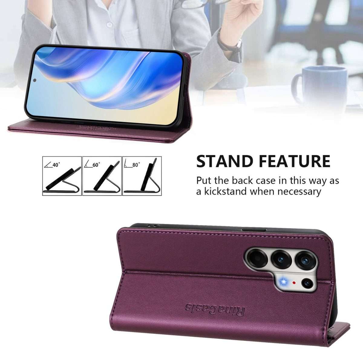 For Tecno Camon 50 Pro 4G RC01 Dual-Folded Magnetic Suction RFID Leather Phone Case(Violet)