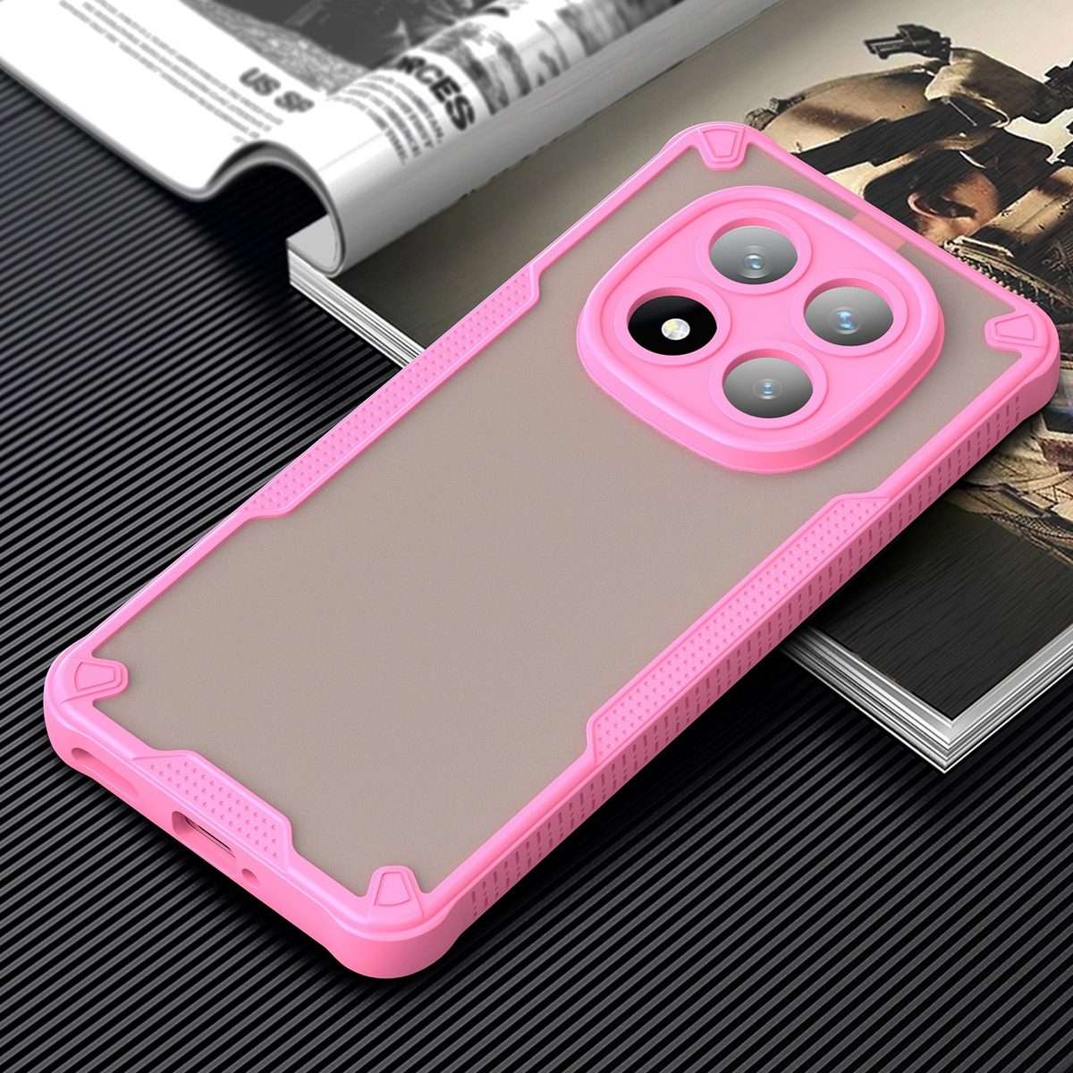 For Redmi Note 14 Pro+ 5G Armor Glaze PC Hybrid TPU Phone Case(Pink)