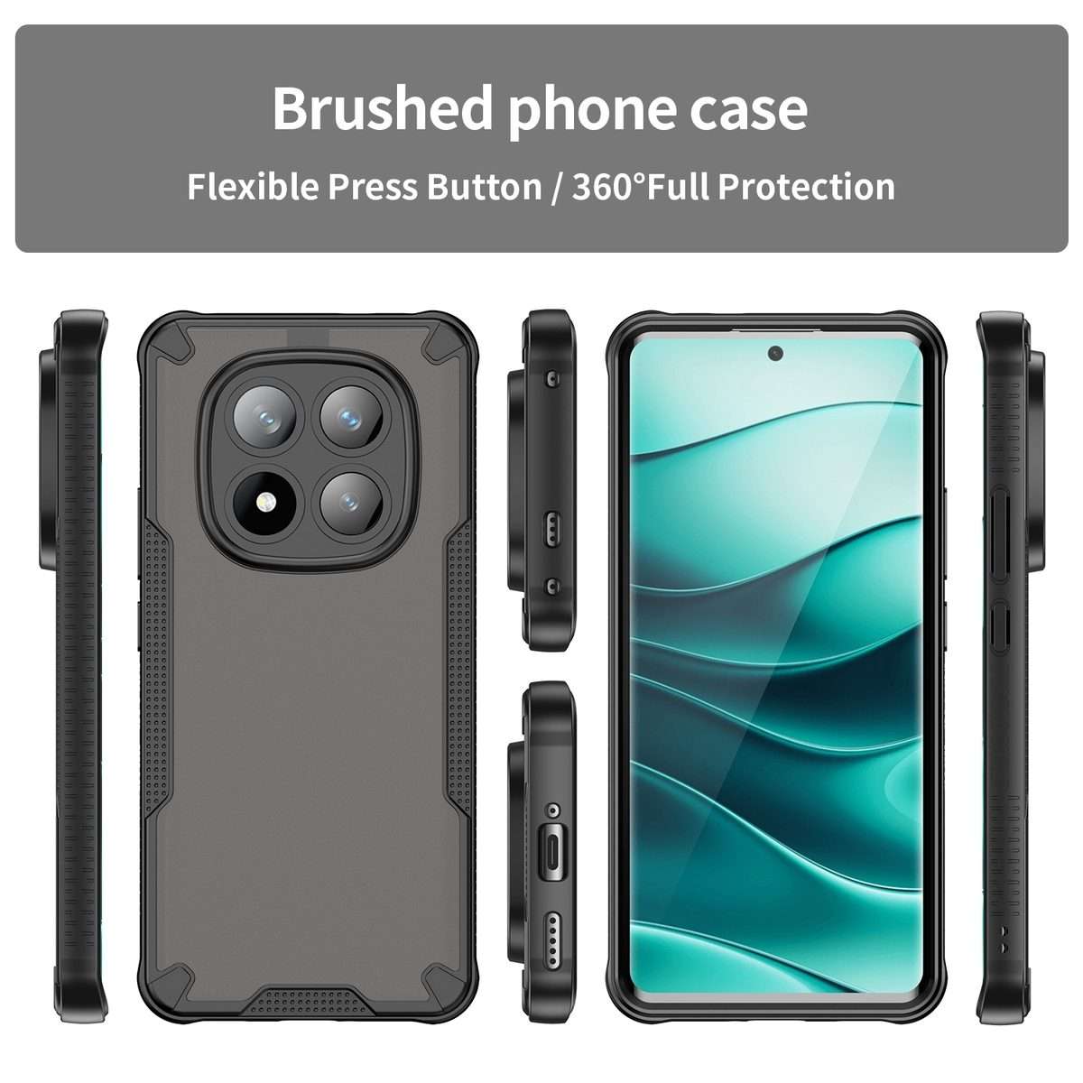 For Redmi Note 14 Pro+ 5G Armor Glaze PC Hybrid TPU Phone Case(Black)