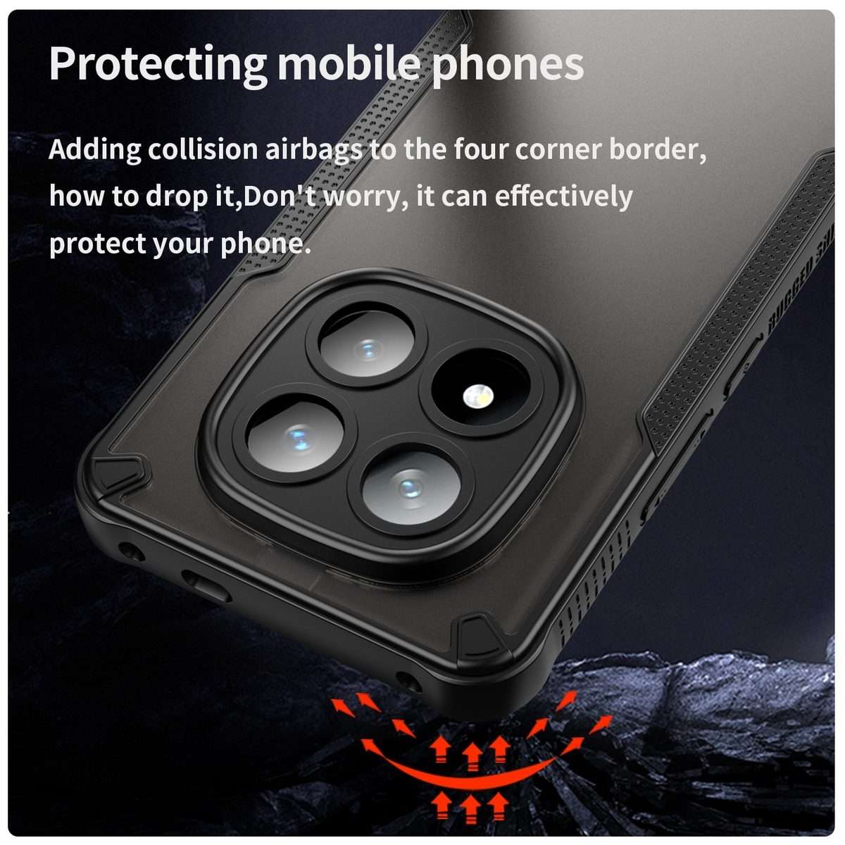 For Redmi Note 14 Pro+ 5G Armor Glaze PC Hybrid TPU Phone Case(Black)