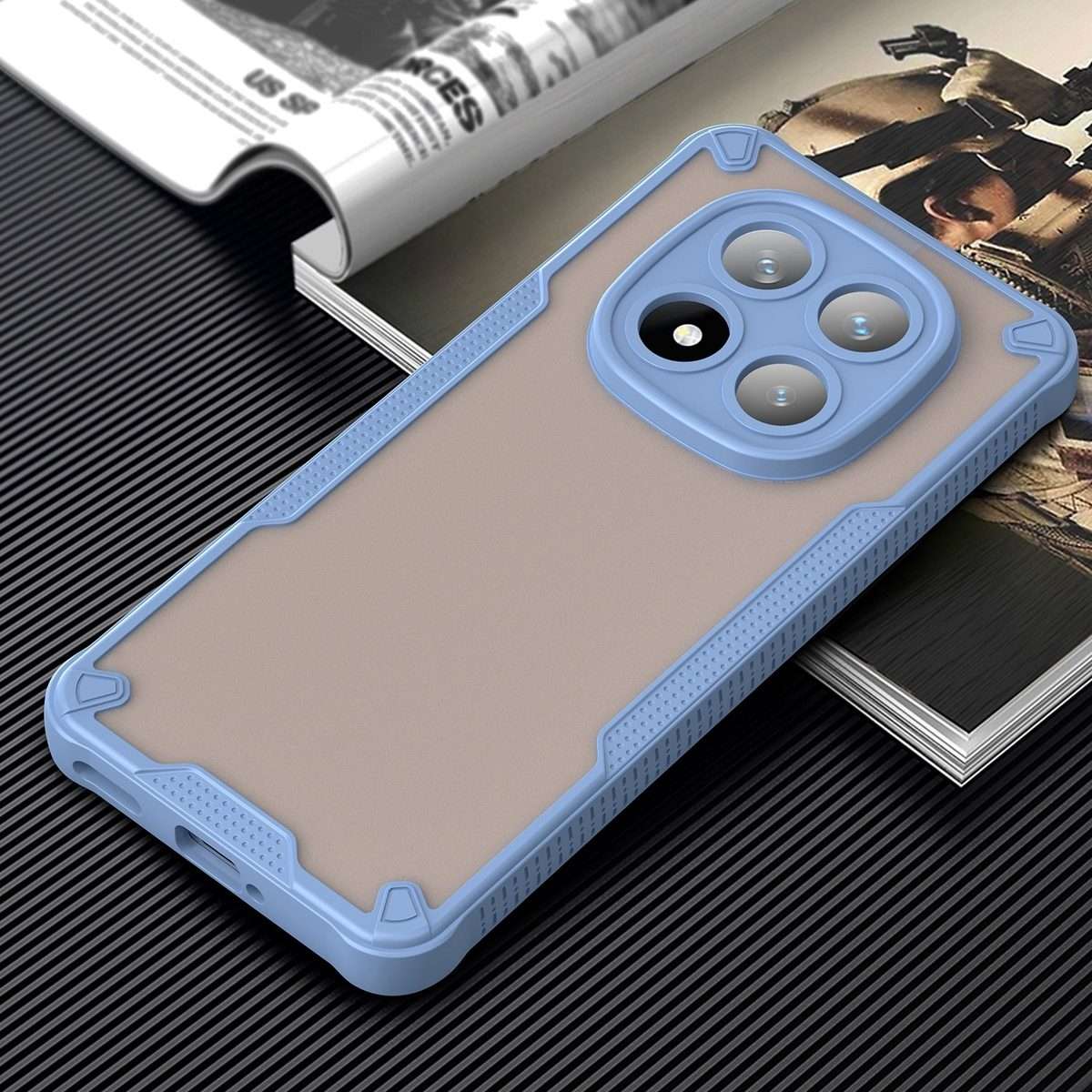 For Redmi Note 14 Pro+ 5G Armor Glaze PC Hybrid TPU Phone Case(Blue)