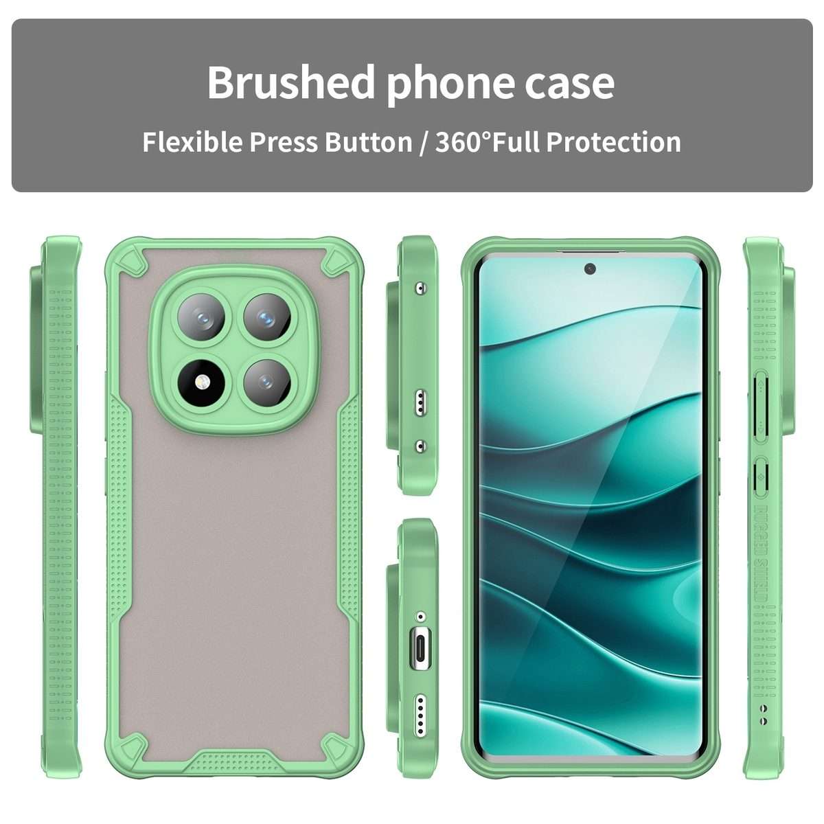 For Redmi Note 14 Pro+ 5G Armor Glaze PC Hybrid TPU Phone Case(Green)