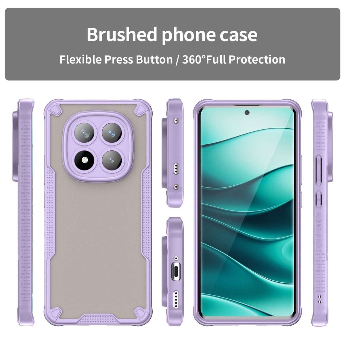 For Redmi Note 14 Pro+ 5G Armor Glaze PC Hybrid TPU Phone Case(Purple)
