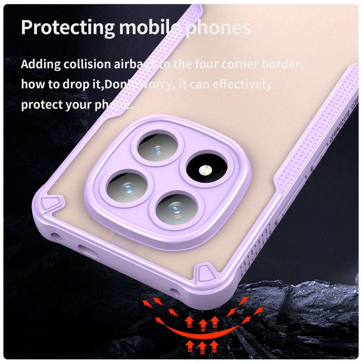 For Redmi Note 14 Pro+ 5G Armor Glaze PC Hybrid TPU Phone Case(Purple)