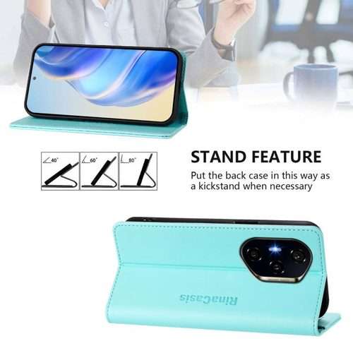 For Honor 300 Pro / 300 Ultra RC01 Dual-Folded Magnetic Suction RFID Leather Phon ... (Mint Green)