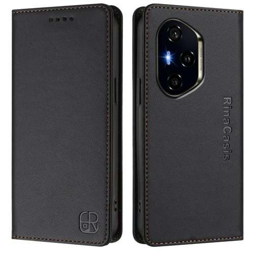 For Honor 300 Pro / 300 Ultra RC01 Dual-Folded Magnetic Suction RFID Leather Phone Case(Black)