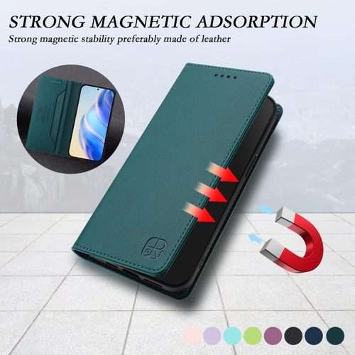 For Honor 300 Pro / 300 Ultra RC01 Dual-Folded Magnetic Suction RFID Leather Phon ... (Dark Green)