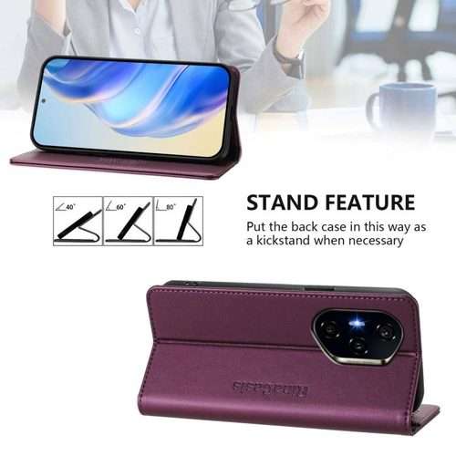 For Honor 300 Pro / 300 Ultra RC01 Dual-Folded Magnetic Suction RFID Leather Phone Case(Violet)