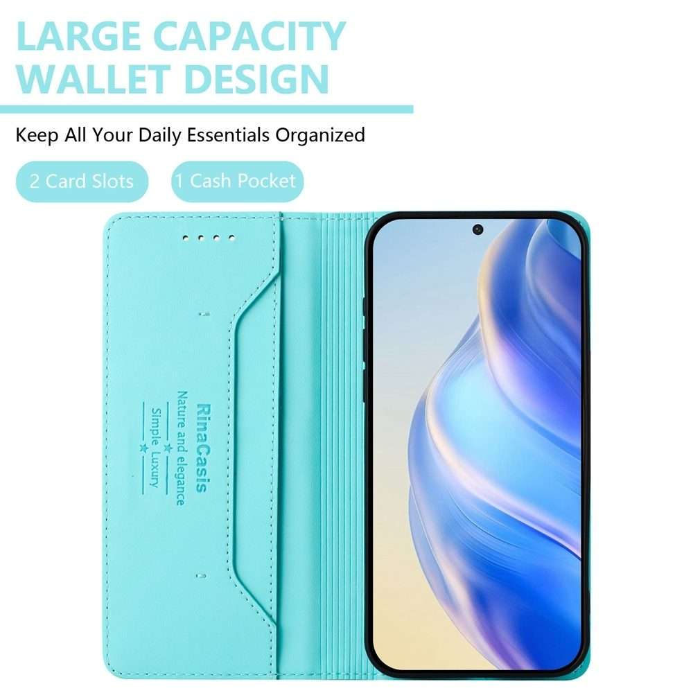 For Xiaomi 15 Pro RC01 Dual-Folded Magnetic Suction RFID Leather Phone Case(Mint Green)